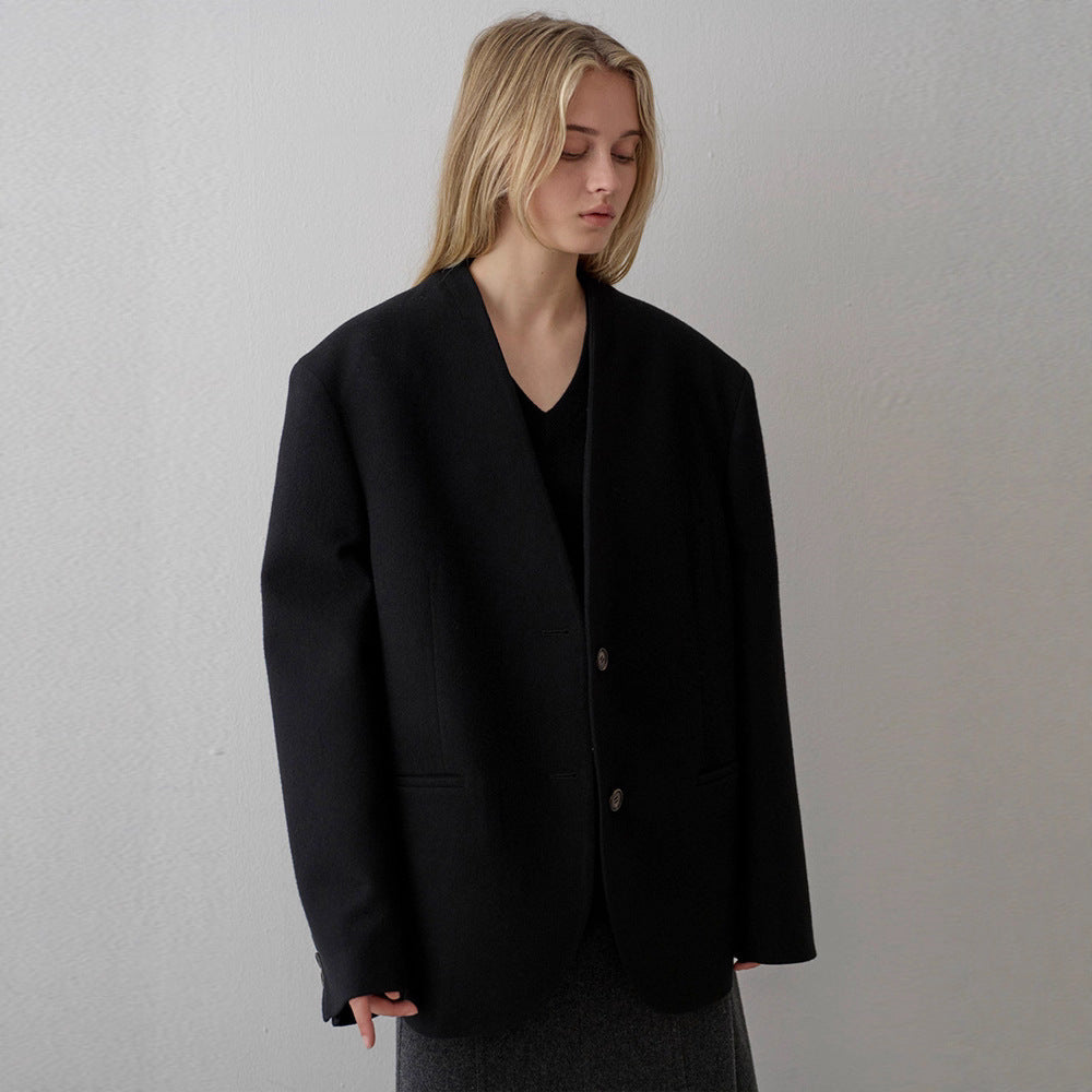 Damen eleganter Strickblazer mit asymmetrischem Schnitt Drune