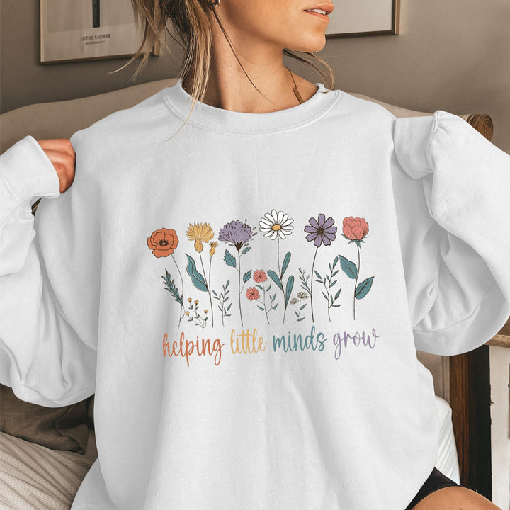 Damen Sweatshirt mit voluminösen Ärmeln und motivierendem Blumenaufdruck Drune