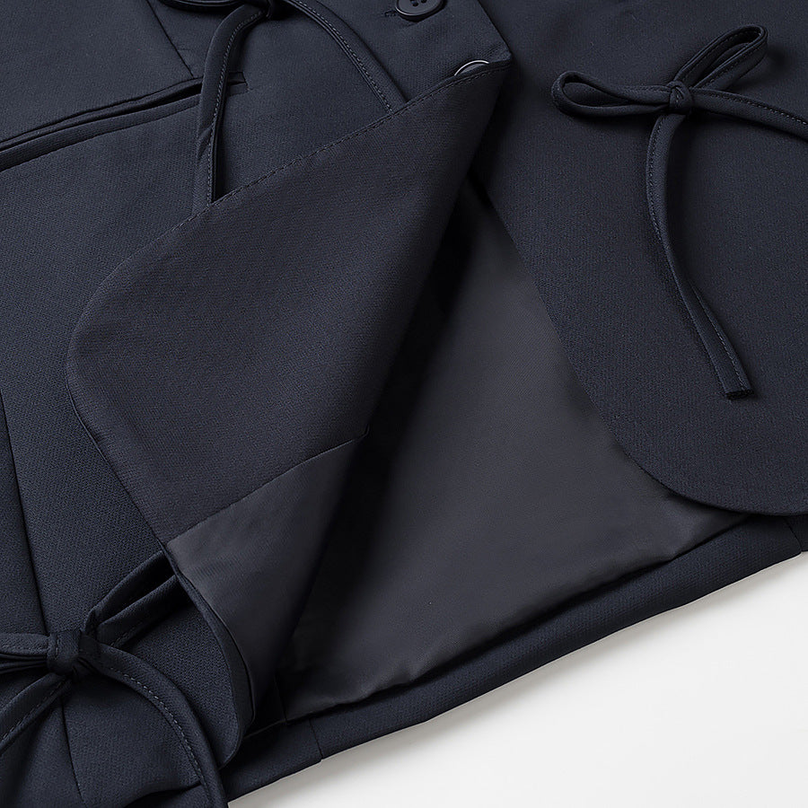 Damen modische Blazerjacke mit kreativen Bindebändern Drune
