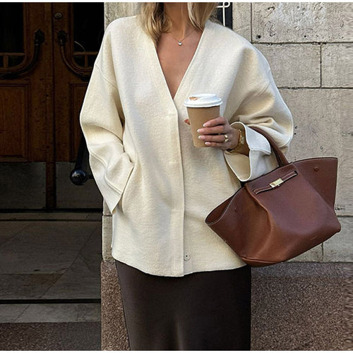 Damen elegante Handtasche im minimalistischen Design mit hochwertiger Lederverarbeitung Drune