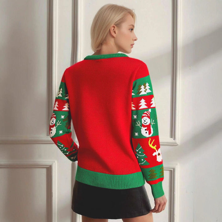 Damen festlicher Weihnachts-Strickpullover mit einzigartigem Motiv Drune