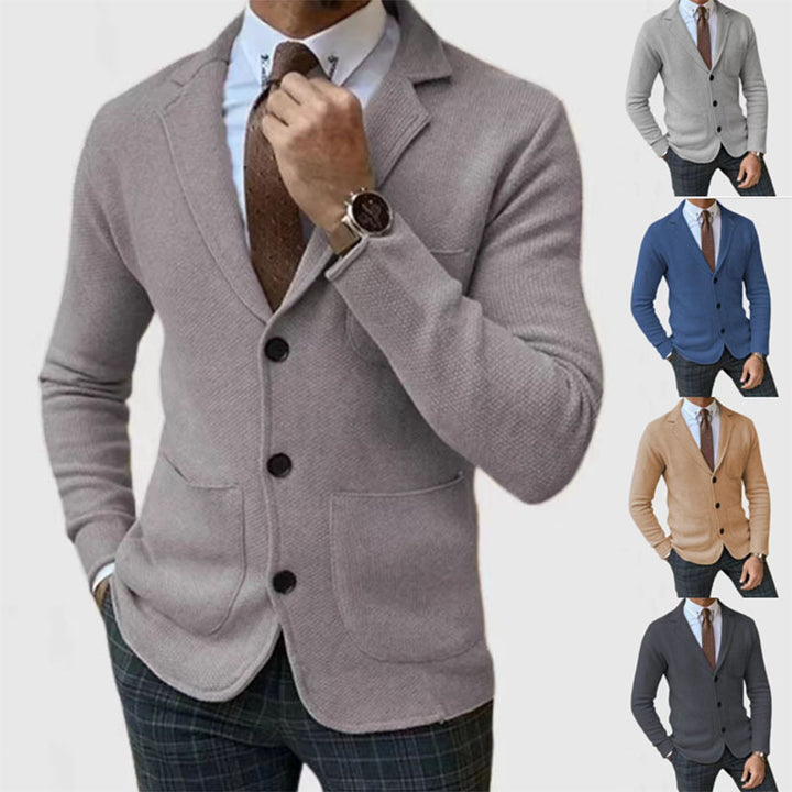 Herren Strickblazerjacke mit hohen Taschen und eleganter Knopfleiste Drune
