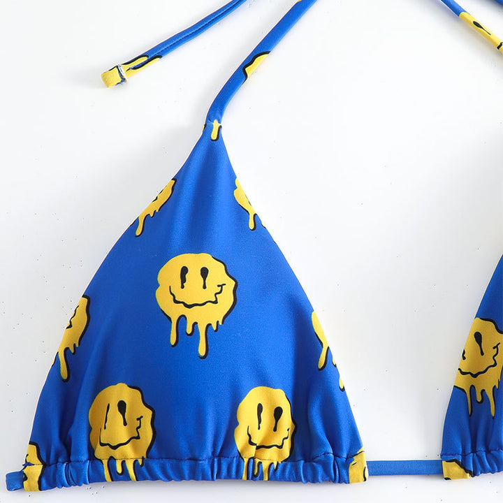Damen Triangle-Bikini mit lässigem Smiley-Design Drune