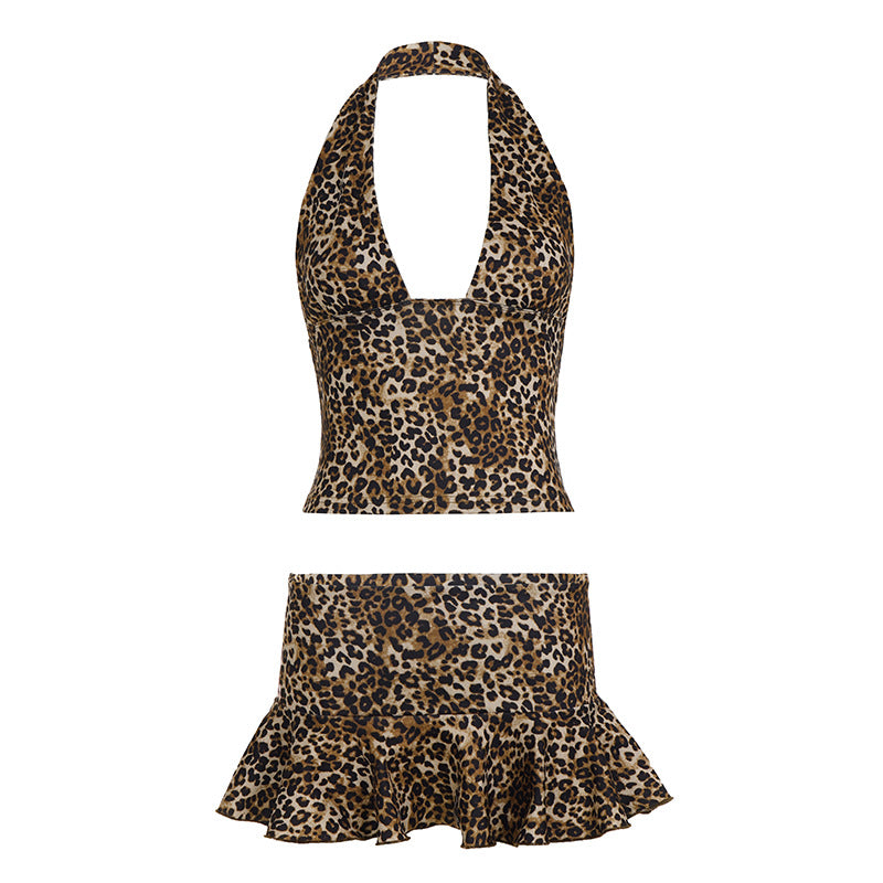 Damen Badeanzug mit voluminösem Rock und elegantem Halterdesign Drune