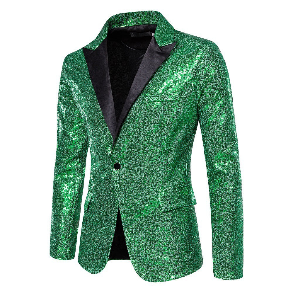 Herren schimmernder Pailletten Blazer Drune