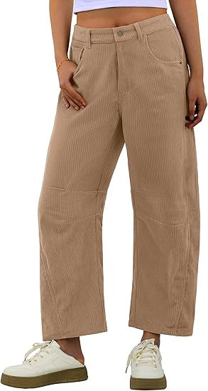 Damen Weite Cordhose mit seitlichen Eingrifftaschen Drune