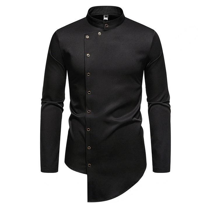 Herren modisches Hemd mit asymmetrischem Knopfdesign und elegantem Kragen Drune