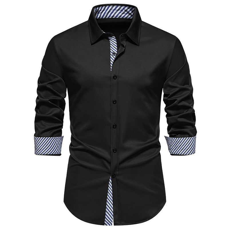 Herren Stilvolles Langarmhemd mit gestreiftem Detail Drune
