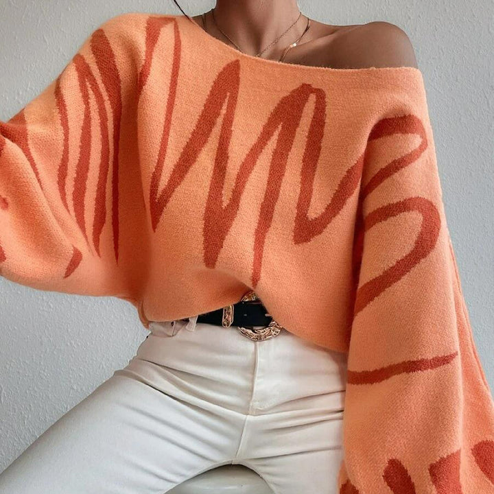 Damen Oversized Strickpullover mit asymmetrischem Design und lässigem Ausschnitt Drune