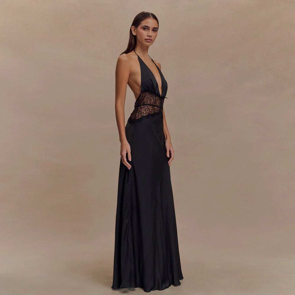 Damen Abendkleid mit Spitze und elegantem tiefem Ausschnitt Drune