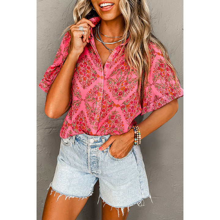 Damen Blumengemusterte Freizeitbluse mit lockerer Passform Drune