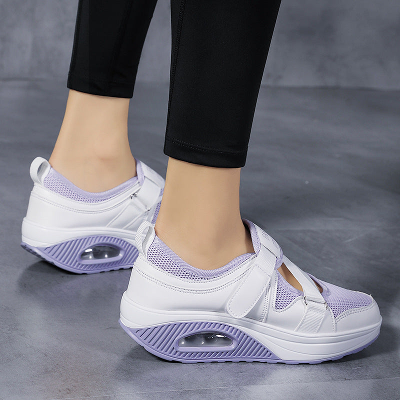 Damen nan stabilisierender Komfort-Sneaker mit luftgepolsterter Keilsohle und Klett-Riemenverschluss Drune