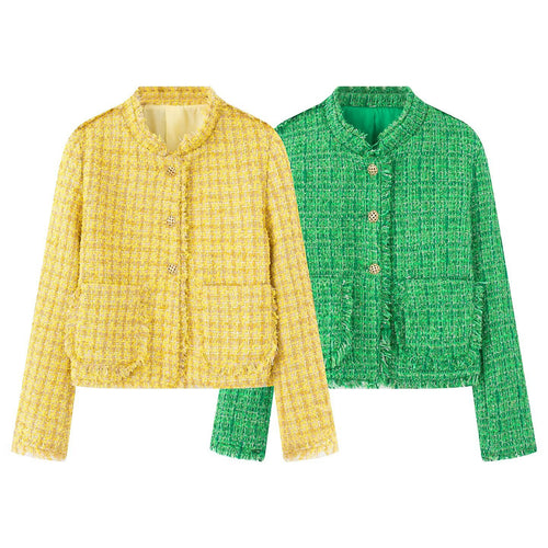 Damen Kurzjacke mit strukturiertem Design und goldenen Knöpfen Drune