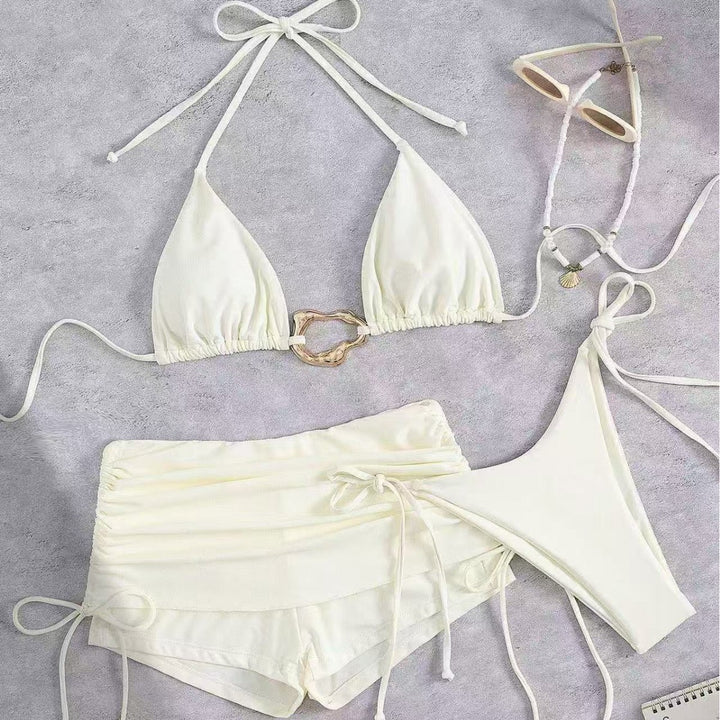 Damen Triangel-Bikini mit modischem Ringen-Detail und hoch taillierten Höschen Drune