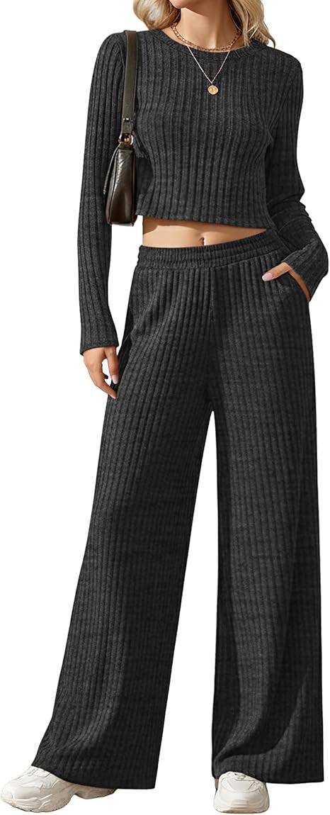 Damen elegantes und lässiges Strickensemble mit weitem Schnitt Drune