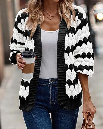 Drune | Chunky StrickStrickjacke Übergroß Passform Offene Front Weich Und Bequem
