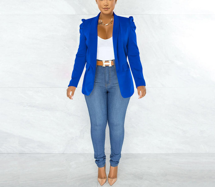 Damen Elegante Blazerjacke mit Puffärmeln und tailliertem Schnitt Drune