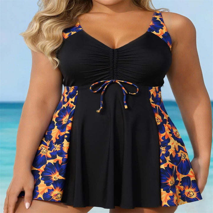Damen Strandkleid Badeanzug mit elegantem Leopardenmuster Drune