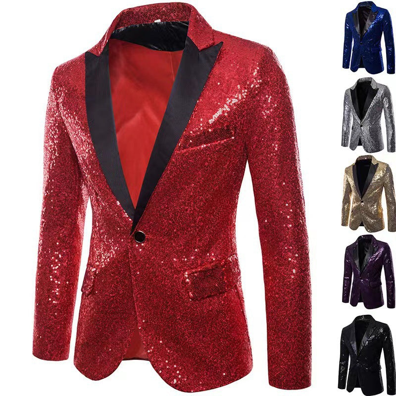 Herren schimmernder Pailletten Blazer Drune