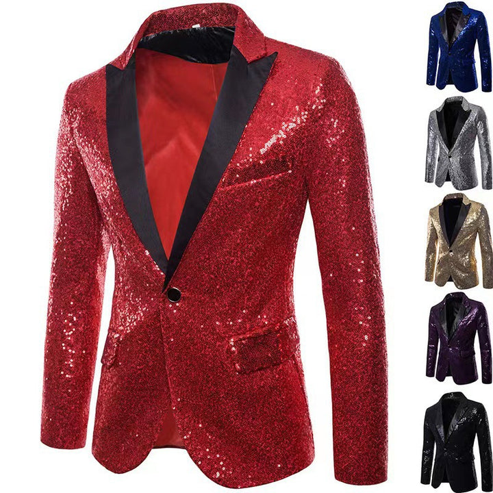 Herren schimmernder Pailletten Blazer Drune