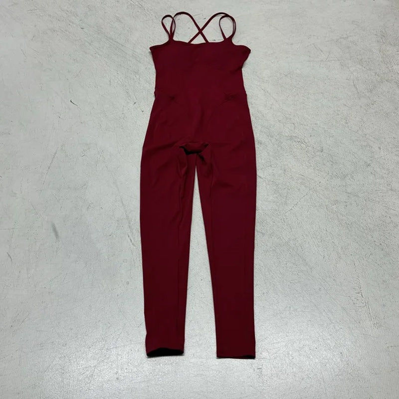 Damen Sportlicher Overall mit dünnen Trägern und figurbetonendem Schnitt Drune