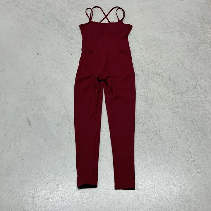 Damen Sportlicher Overall mit dünnen Trägern und figurbetonendem Schnitt Drune