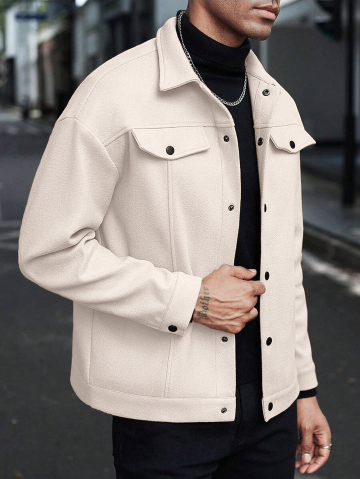 Herren nan Hemdjacke aus Wollmischung mit Druckknöpfen und Pattentaschen Drune