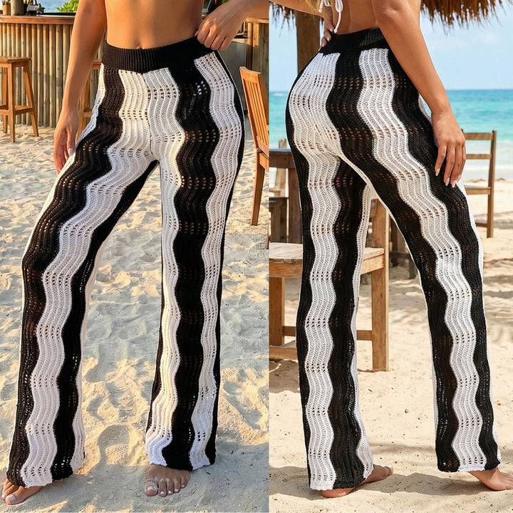 Damen Häkel-Strandhose mit Wellenmuster Drune