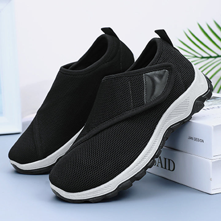 Herren nan atmungsaktiver Slip-On Mesh-Sneaker mit Klettverschluss, gepolsterter Komfortsohle und rutschfester Profilsohle Drune