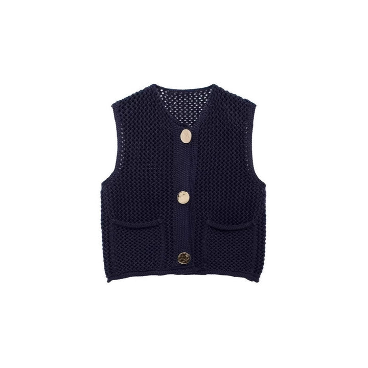 Damen Strickweste mit grobem Netzdesign und praktischen Taschen Drune