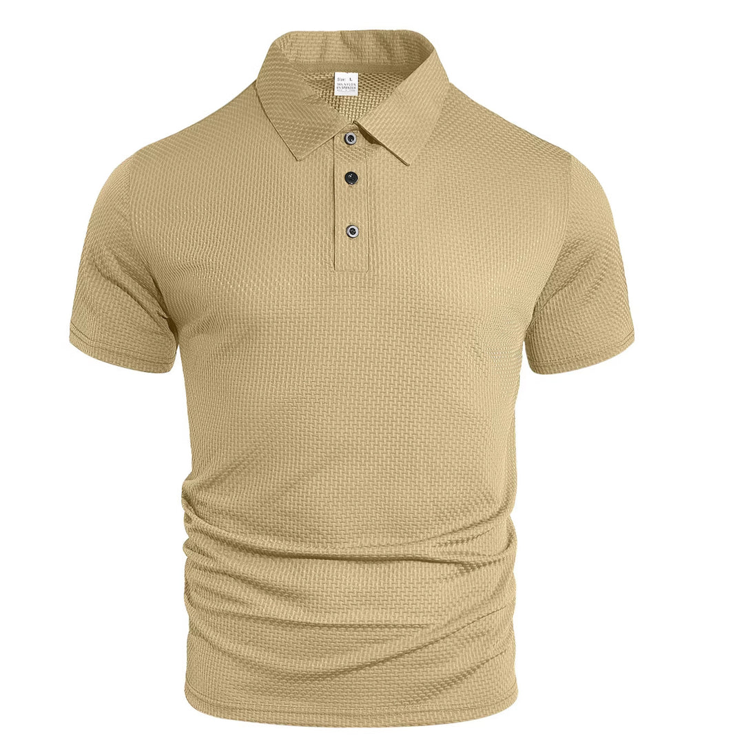 Herren nan strukturiertes Mikrojacquard-Poloshirt mit schlanker Passform und elastischem Komfortstretch Drune