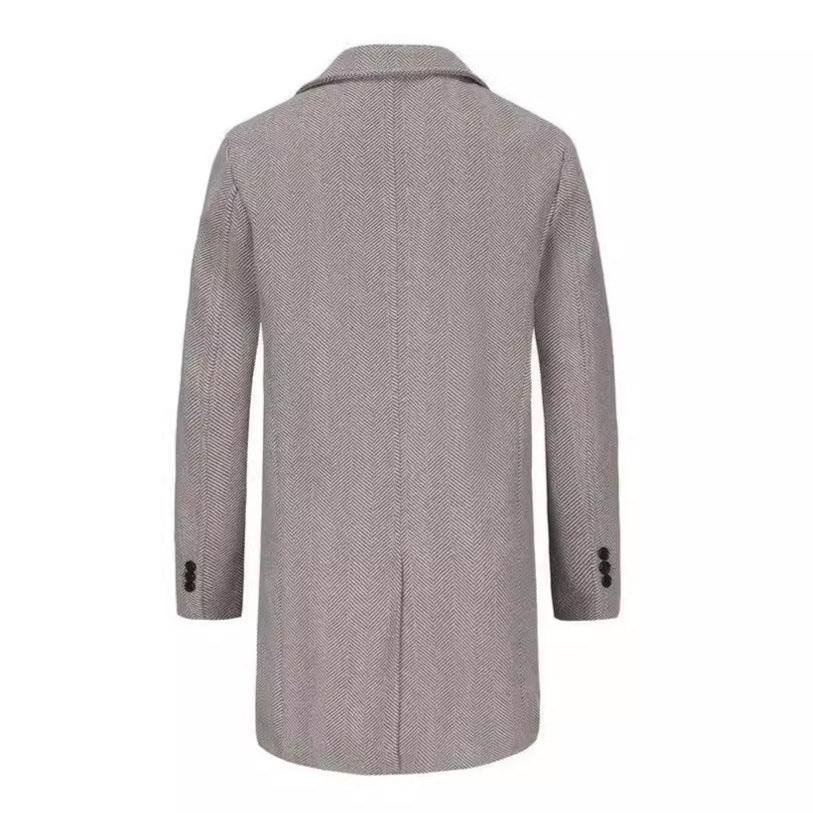 Herren eleganter Doppelreiher-Mantel mit strukturiertem Obermaterial Drune