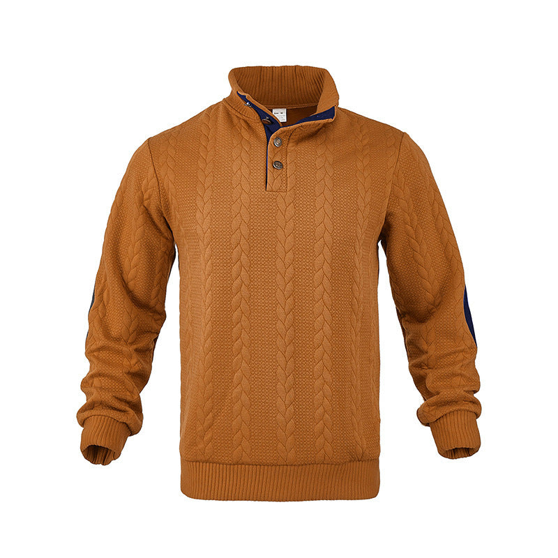 Herren modischer Strickpullover mit Stehkragen und kontrastierenden Akzenten Drune