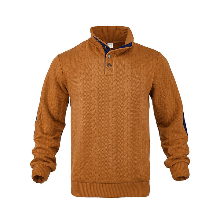 Herren modischer Strickpullover mit Stehkragen und kontrastierenden Akzenten Drune