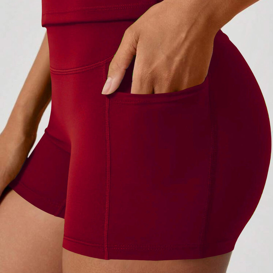 Damen Sportliche Kompressions-Shorts mit praktischen Seitentaschen Drune