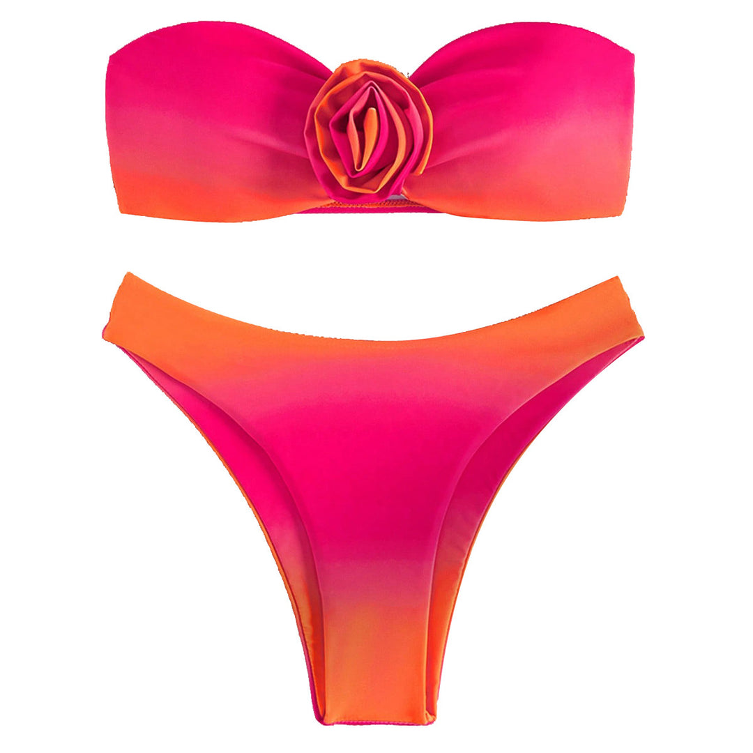 Damen Bandeau-Bikini mit floralem Herzdesign Drune