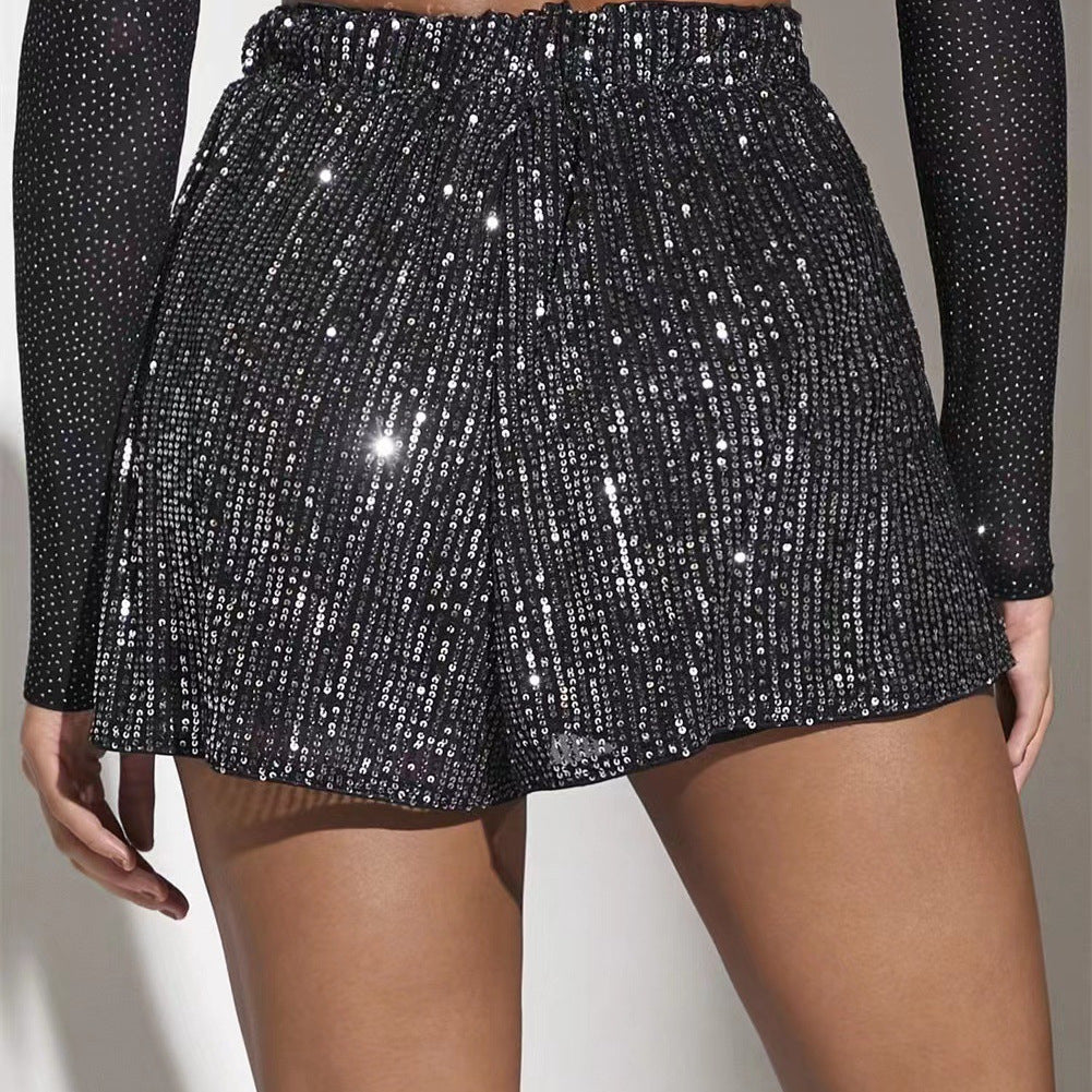 Damen Funktionsshorts mit funkelnden Pailletten und elastischem Bund Drune