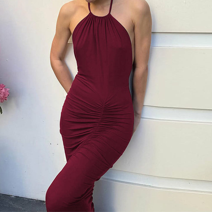 Damen Elegantes Wickelkleid mit schmalem Halterneck und raffinierten Rüschendetails Drune