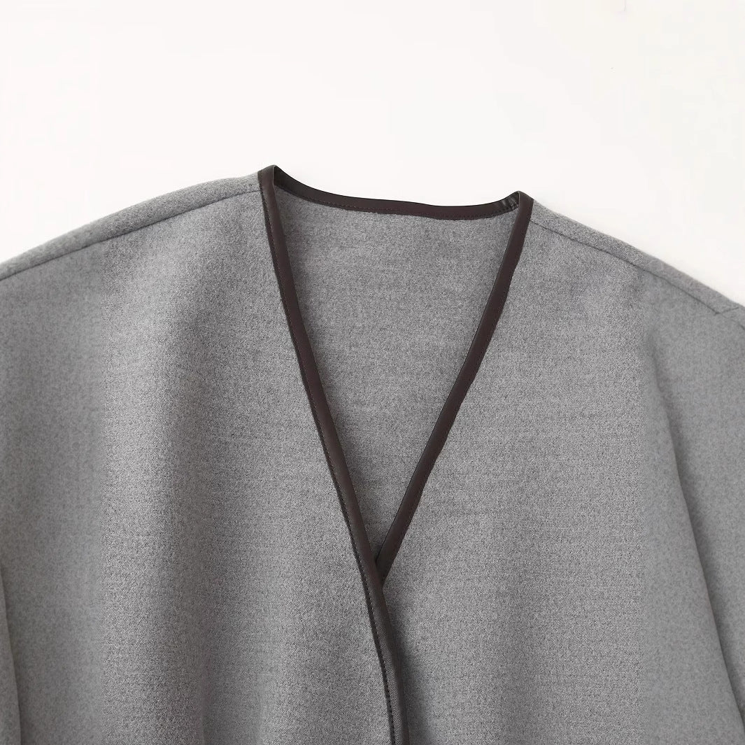 Damen elegante Wickeljacke mit praktischen Taschen Drune
