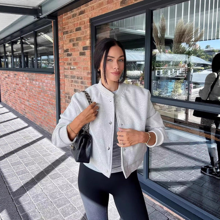 Damen modische Sweatjacke mit Knopfverschluss und praktischen Taschen Drune