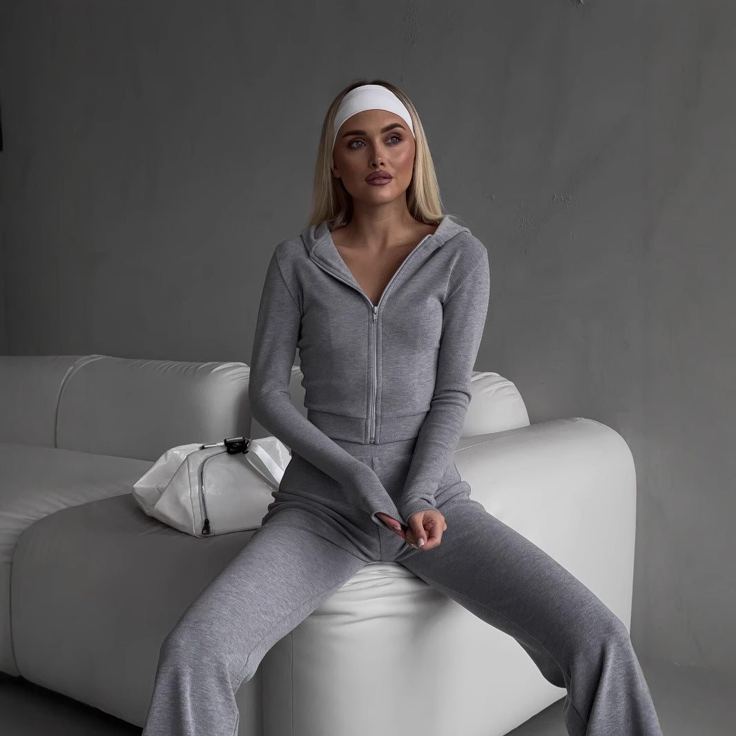 Damen lässiges Kapuzen-Set mit hohem Bund und bequemem Schnitt Drune