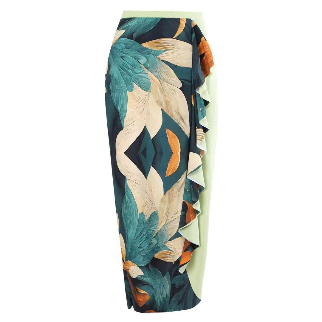 Damen Einteiliger Badeanzug mit asymmetrischem Design und passendem Wickelrock Drune