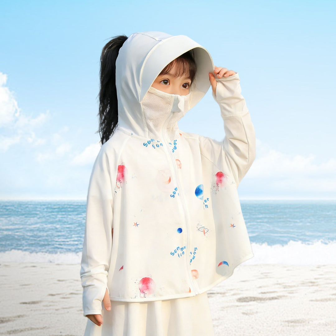 Damen nan leichte UV-Schutz Kapuzenjacke mit integrierter Gesichtsmaske und Daumenloch  Drune