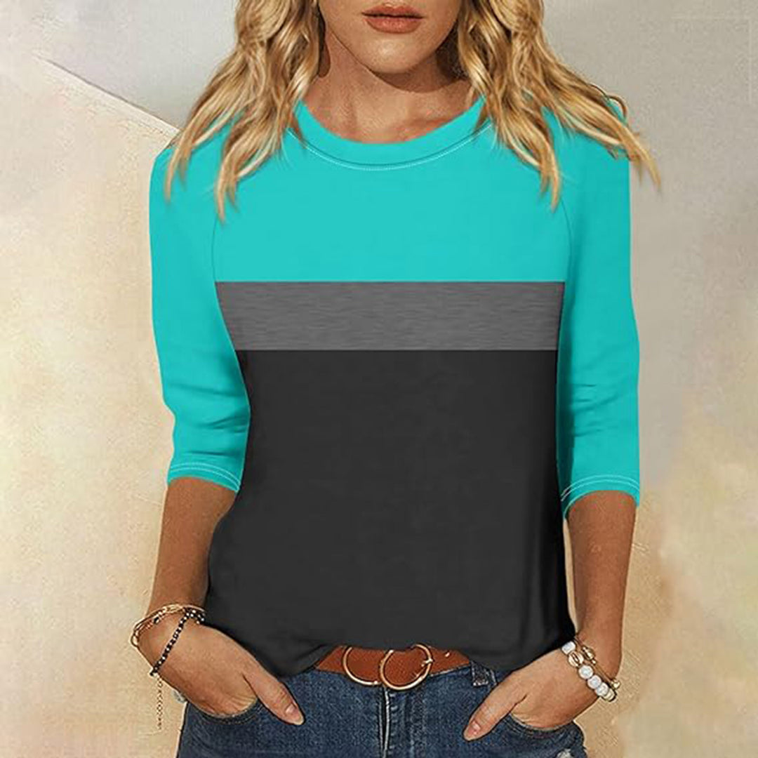 Damen Freizeit-T-Shirt mit modischem Farbblockdesign Drune