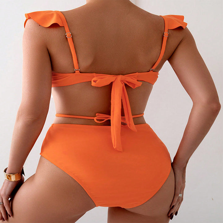 Damen Hoch taillierter Bikini mit voluminösen Rüschen Drune