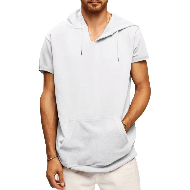 Herren lässiges Kapuzen-T-Shirt mit Fronttasche und modernem Schnitt Drune