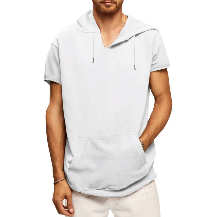Herren lässiges Kapuzen-T-Shirt mit Fronttasche und modernem Schnitt Drune