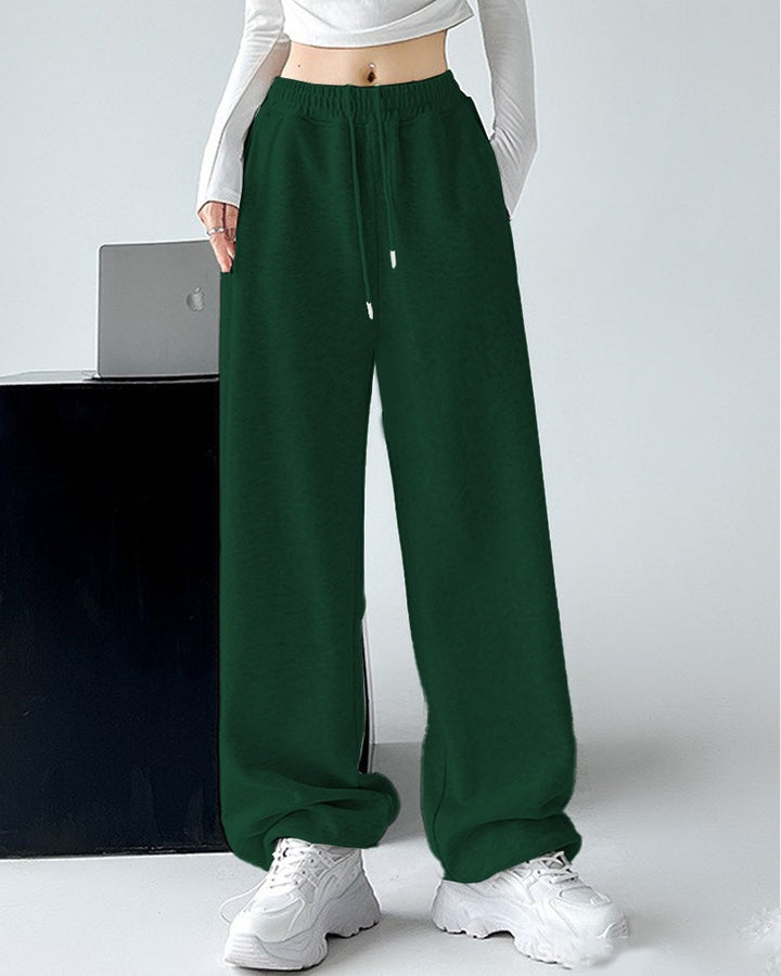 Damen nan extraweite Palazzo-Sweathose mit hohem Komfortbund, seitlichen Eingrifftaschen, Schlitz am Saum und Kordelzug Drune