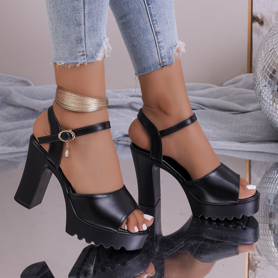 Damen Plateau-High-Heels mit verstellbarem Riemendesign und komfortablem Blockabsatz Drune