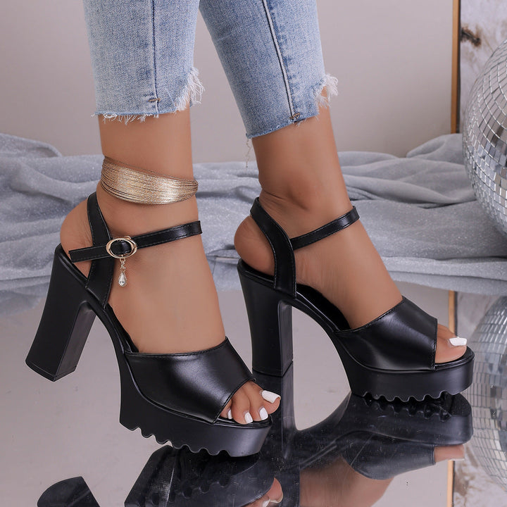Damen Plateau-High-Heels mit verstellbarem Riemendesign und komfortablem Blockabsatz Drune